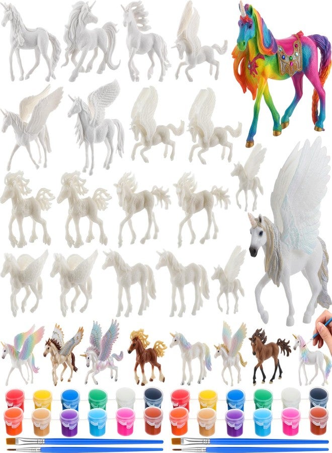 DoubleFill 20 Pcs Unicorn Arts and Crafts Kit for Kids or Girls Ages 3+ Paint Your Own Unicorn Paintable Figurines with Painting Kits Decorate and Drawing 3D Toys for Children Gift Birthday Party(1) - Image 1